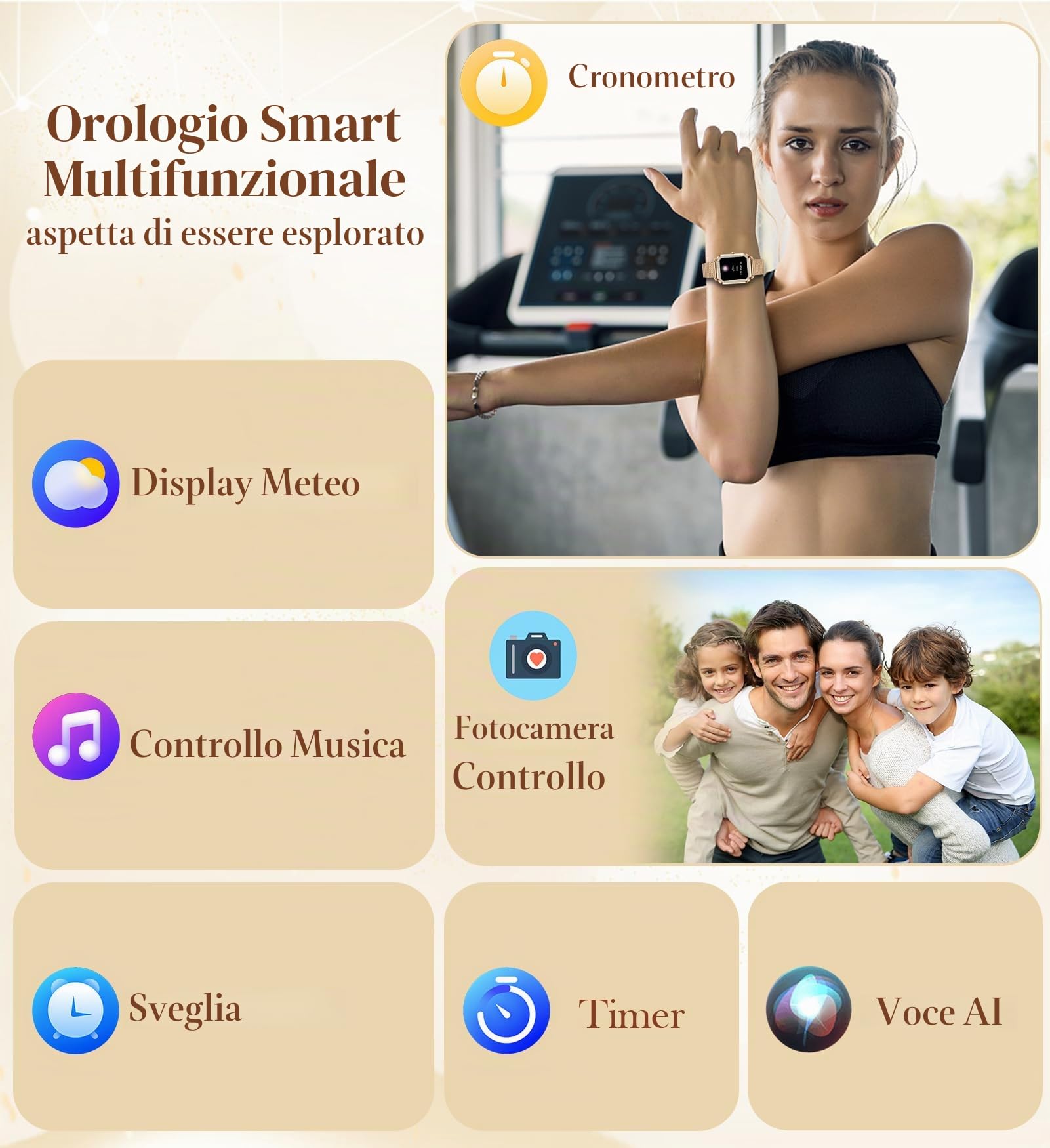Smartwatch Donna con Risposta Chiamate/Notifiche WhatsApp, 1,6" Orologio Digitale Moda Sportivo Fitness Tracker Contapassi Cronometro,Android iOS Smart Watch con Sonno/Cardiofrequenzimetro