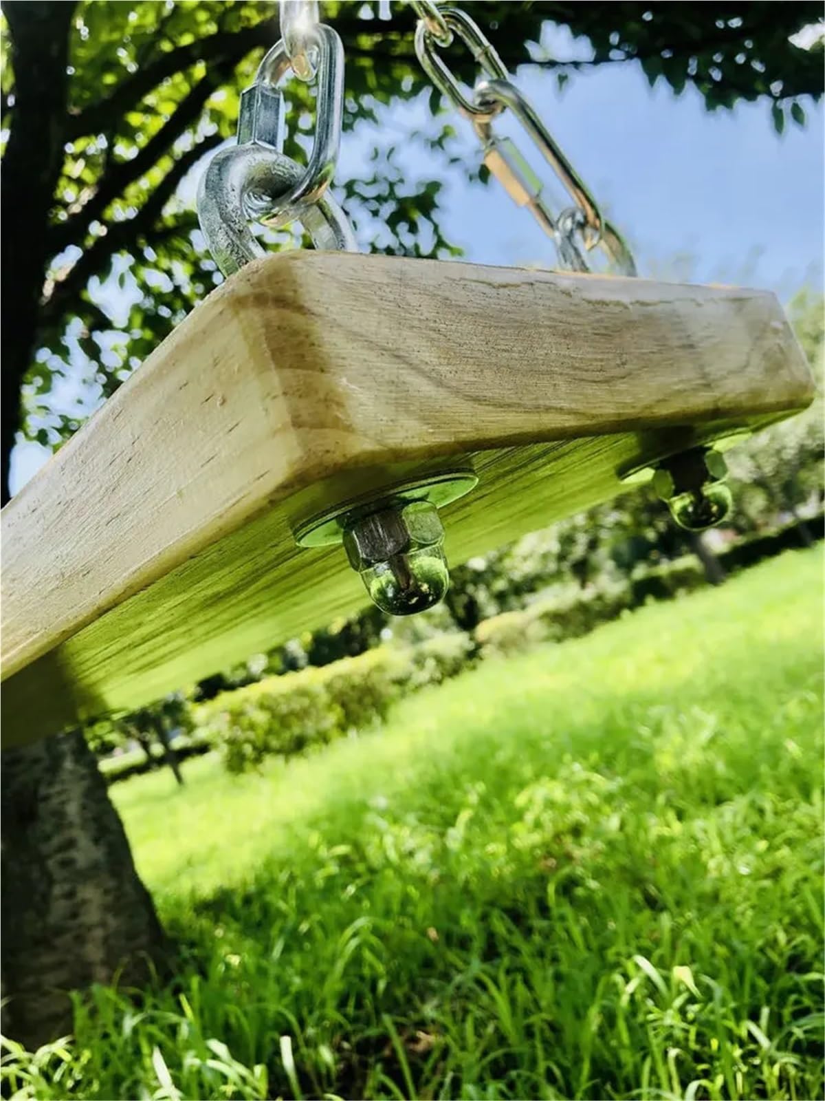 Altalena da giardino per adulti, robusta tavola in legno massiccio e catena in acciaio zincato, ideale per balcone, patio e terrazza (60 x 20 cm) e confortevole