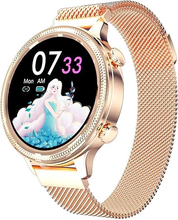 Amazon.com: Reloj inteligente de oro rosa para mujer, nuevo y elegante /  hermoso reloj inteligente Bluetooth Fitness Tracker para mujer con IP68  impermeable, herramienta de período femenino, monitor de frecuencia  cardíaca de