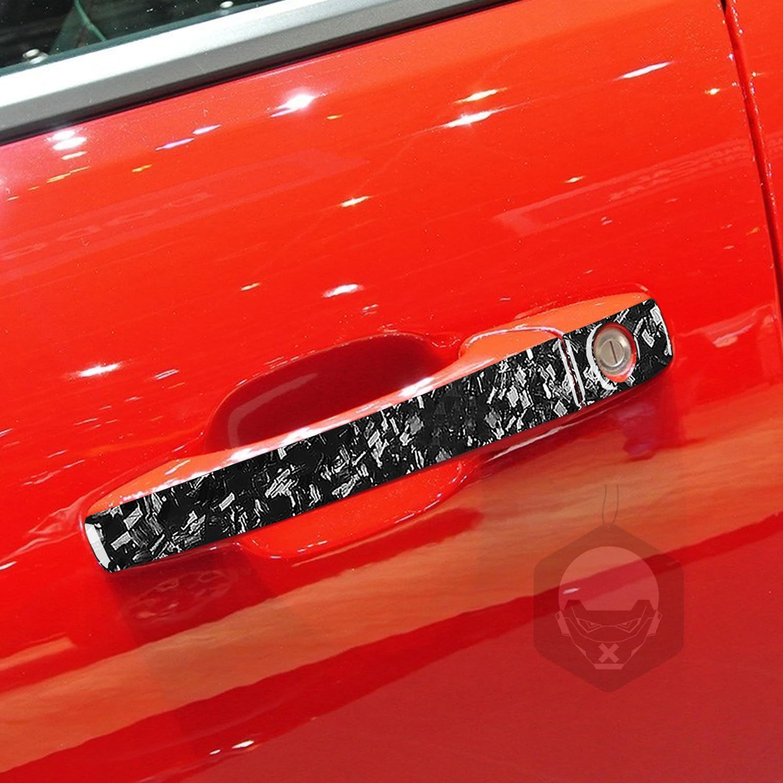 Real Bright Black Forged Carbon Fiber Car Outer A B Pillar Post Door Pull Handle Switch Decoration Kit — view 3