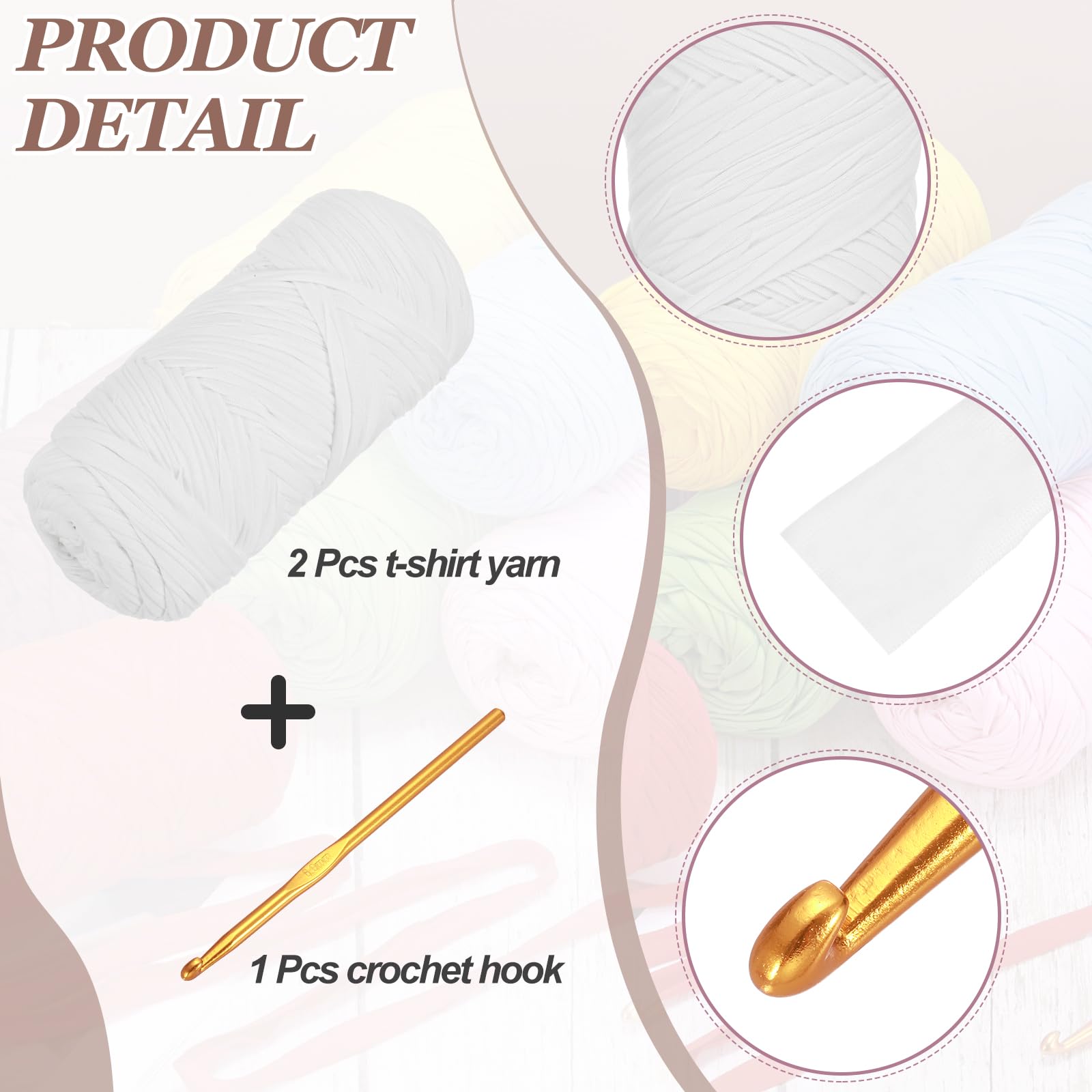 PATIKIL T-Shirt Yarn for Crocheting with 1 Crochet Hook - Image 3