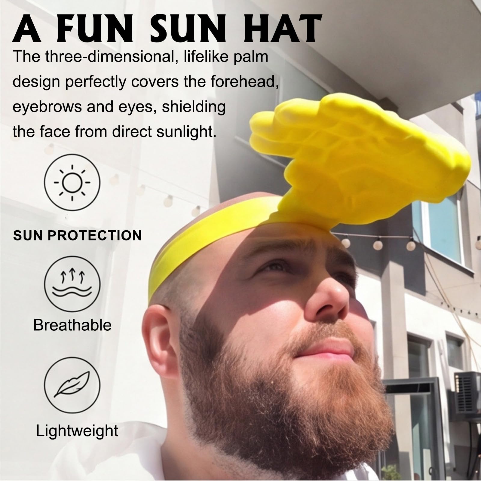 Visiera Parasole A Forma di Mano con Cinturino Regolabile, Cappello da Sole Grande Quanto Un Palmo, Cappello Sole Divertente per Photo Booth Travestimenti Accessori attività all'Aria Aperta