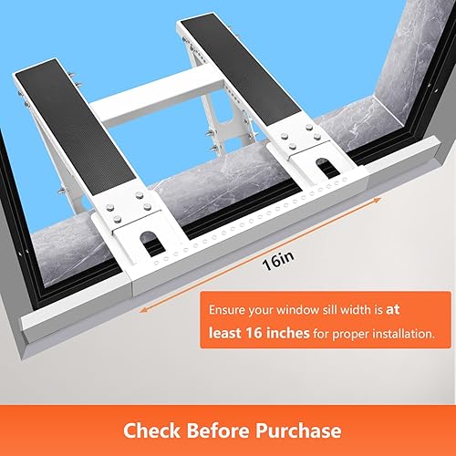 Miniatura 7 de Soporte de CA para ventana sin taladro, soporte ajustable para ventanas de colgado simpledoble, acero recubierto de epoxi resistente que soporta 300