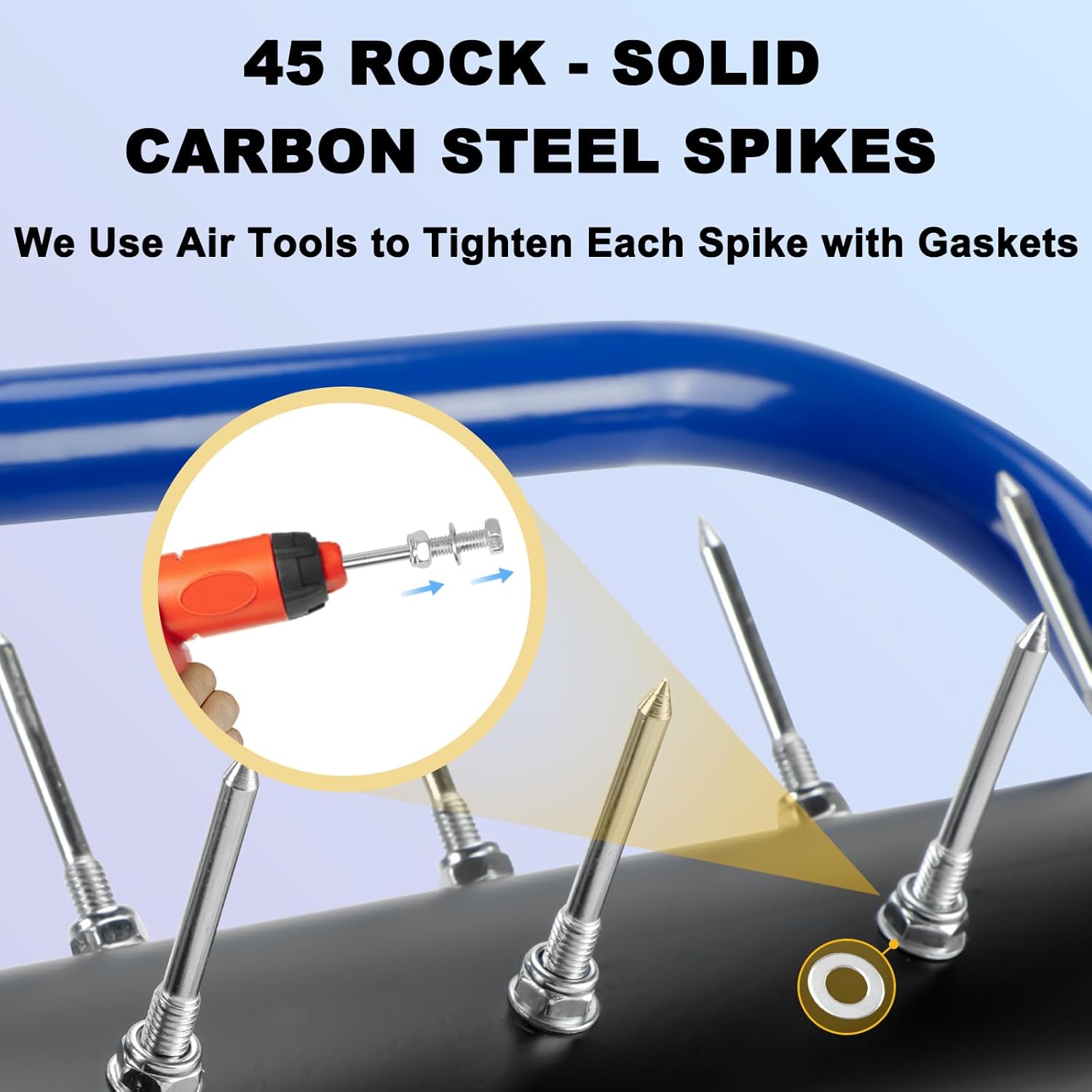 Rolling Lawn Aerator, 21" Pre-Assembled Aerator Lawn Tool, Heavy-Duty Grass Aerator with 45 Spikes, 75" Adjustable Handle Lawn Spike Aerator Roller – Yard Aerator for Lawn Care, Blue