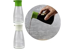 EIKS 2 Set Clear Glass Dispensers for Olive Oil Soy Sauce Vinegar and Cooking Sauces
