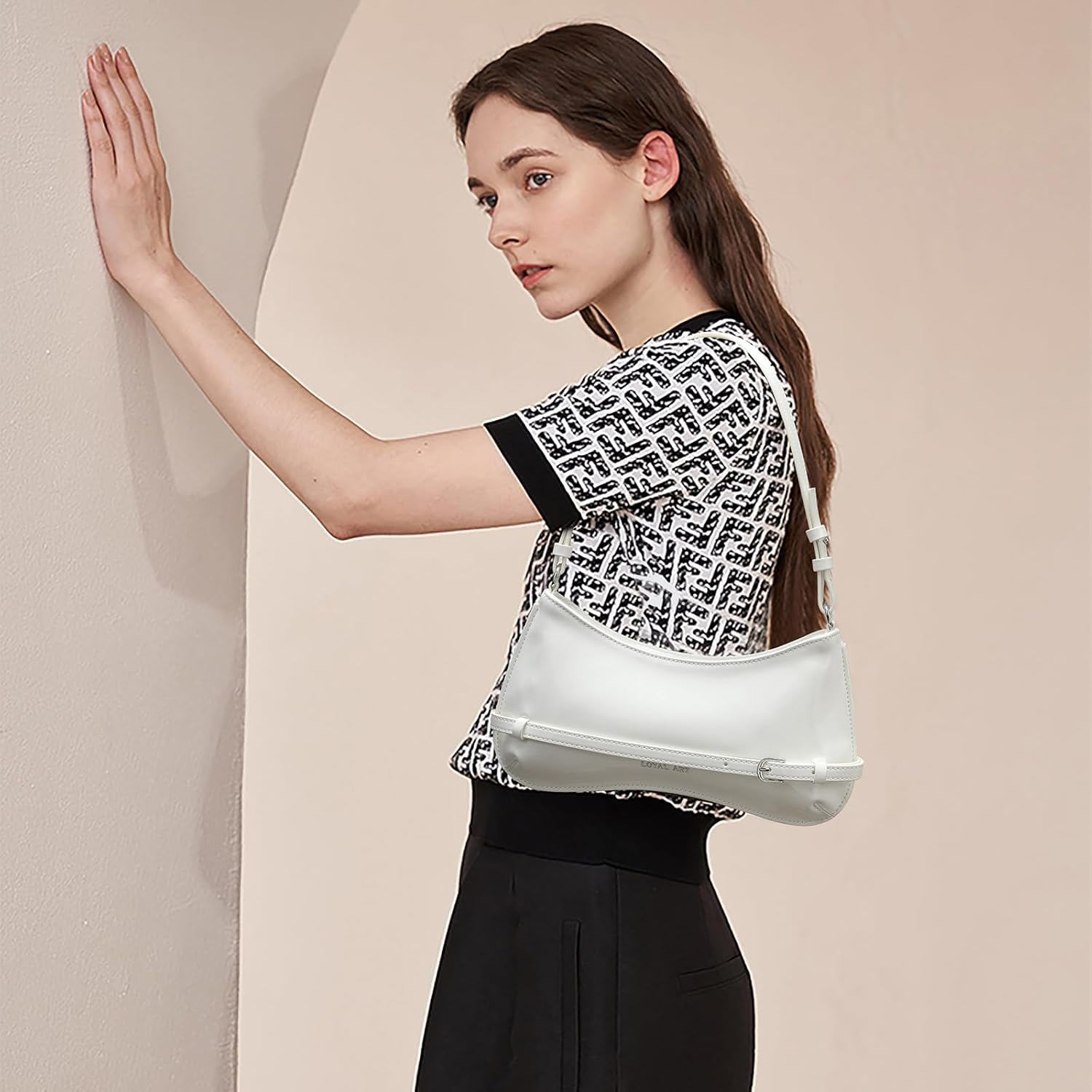 Trendy Shoulder Bag for Women, Small Under the Arm Purse Patent Leather Womens Purses and Handbags with Zipper Closure | Trendy, Under the Arm, Purse, with Zipper Closure - Image 2