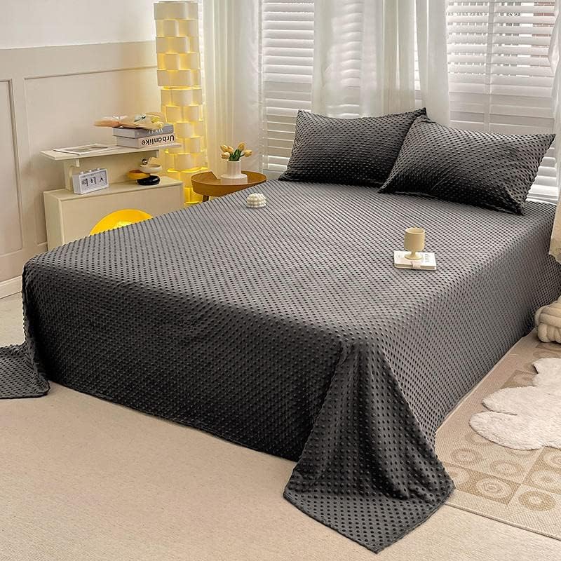 Sábana de cama de punto Minky sólido, sábana de forro polar de terciopelo cálido, sábana encimera, manta de cama ligera, individual, gris oscuro