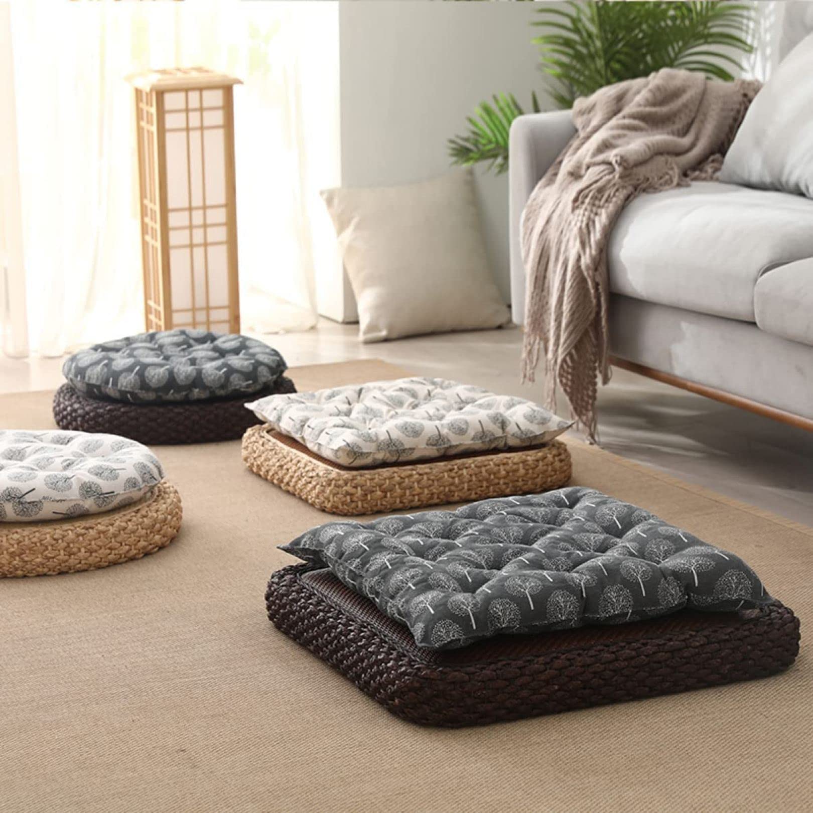 天然素材 フロア座り枕 快適なラウンド バルコニーわらマット ヨゴ瞑想 2個 天然素材 フロア座り枕 快適なラウンド バルコニーわらマット ヨゴ瞑想