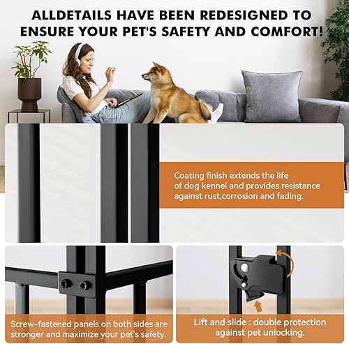 Miniatura 2 de Oranland Jaula para perros de alta resistencia para interiores, tubo de acero resistente jaula grande para perros, corral para perros con parte