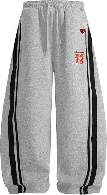 Aelfric Eden Barrel Sweatpants for Mens Side Striped Drawstring Elastic Waisted Wide Leg Lounge Pants with Pockets