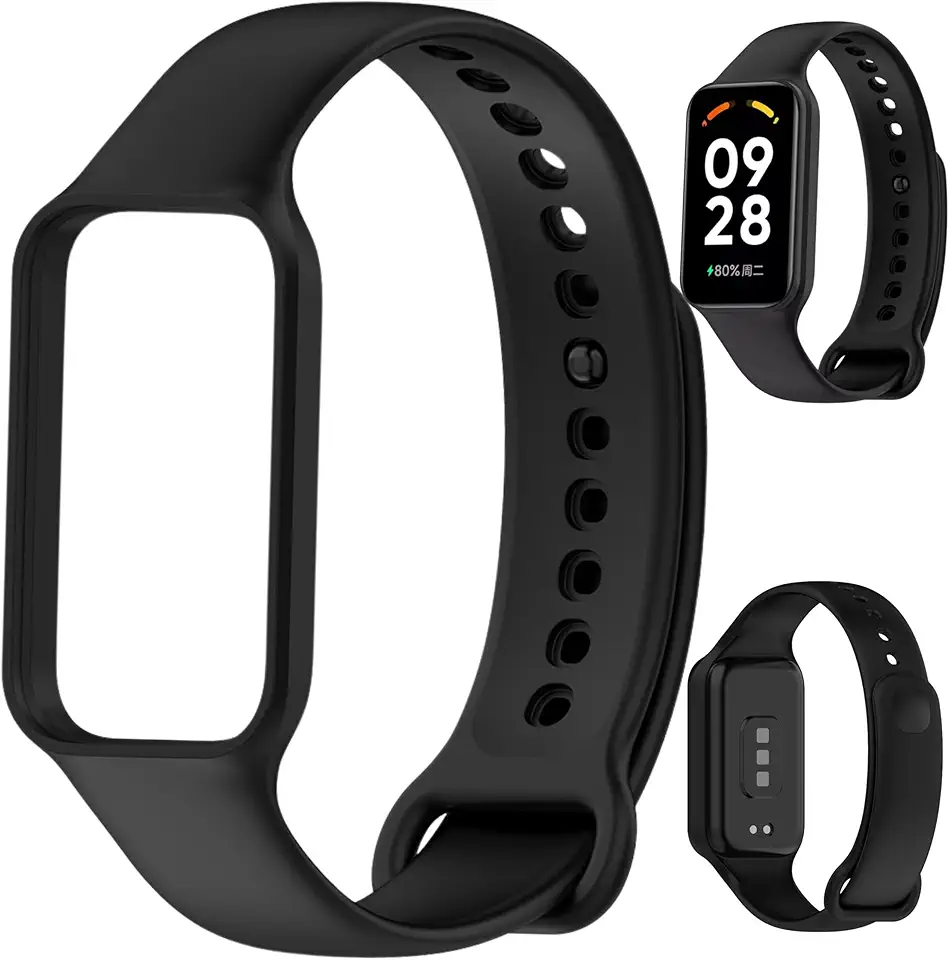Pulseira para MI Band 8 Active Preto Bracelete em Silicone TPU Regulavel Macia Confortavel e Regulagem para Vários Tamanhos