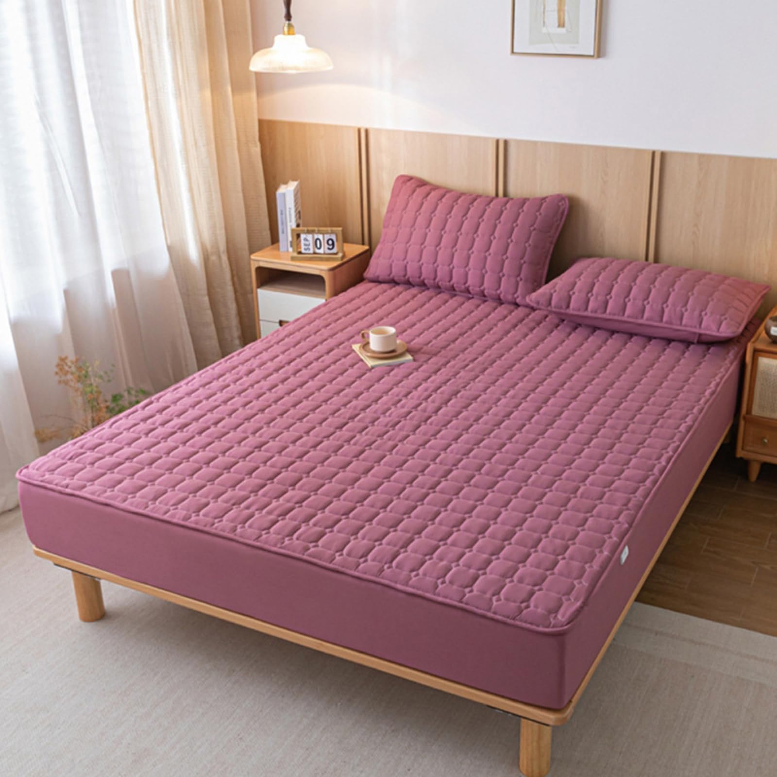 Home Matratzenschoner 180x200+30cm Flauschige Spannbettlaken Spannbetttuch für Matratzenhöhe 30cm Khaki