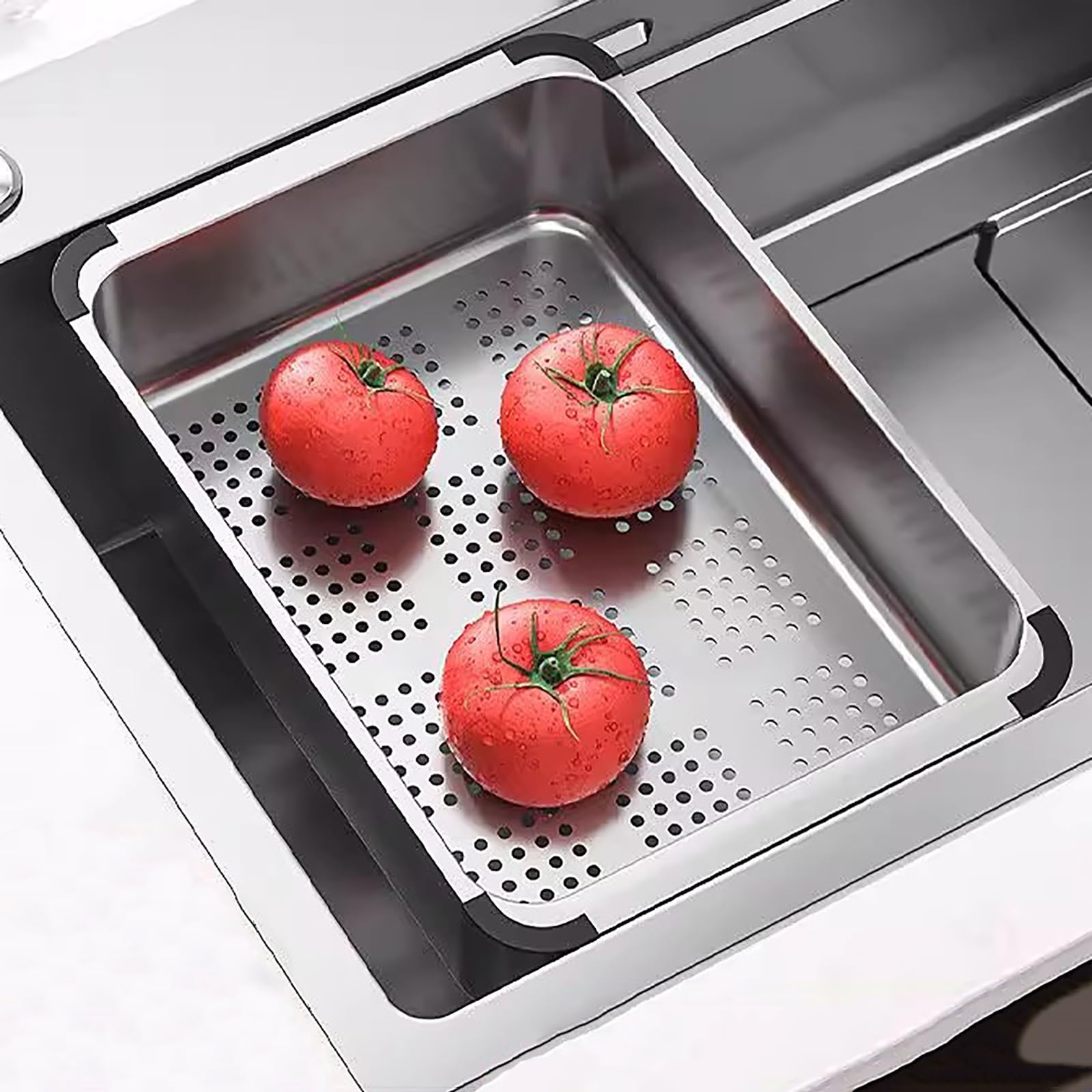 Scolapiatti e scolapiatti in acciaio inox per lavello da cucina, perfetto per piatti, ciotole, frutta e verdura, design salvaspazio durevole, facile drenaggio