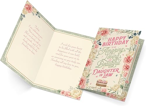 Miniatura 3 de Prime Greetings Tarjeta de cumpleaños para nuera, hecha en Estados Unidos, ecológica, tarjeta gruesa con sobre de alta calidad de 5 x 7.75 pulgadas,