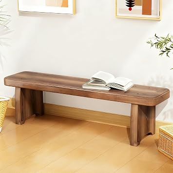 Narrow Bench for Entryway Slim Farmhouse Indoor Wooden Living Room Dining Bench Natural Vintage Noodle Bench Sturdy and Stable Skinny Hallway Bench Easy to Assemble for Garden(59x7.9x5.9)