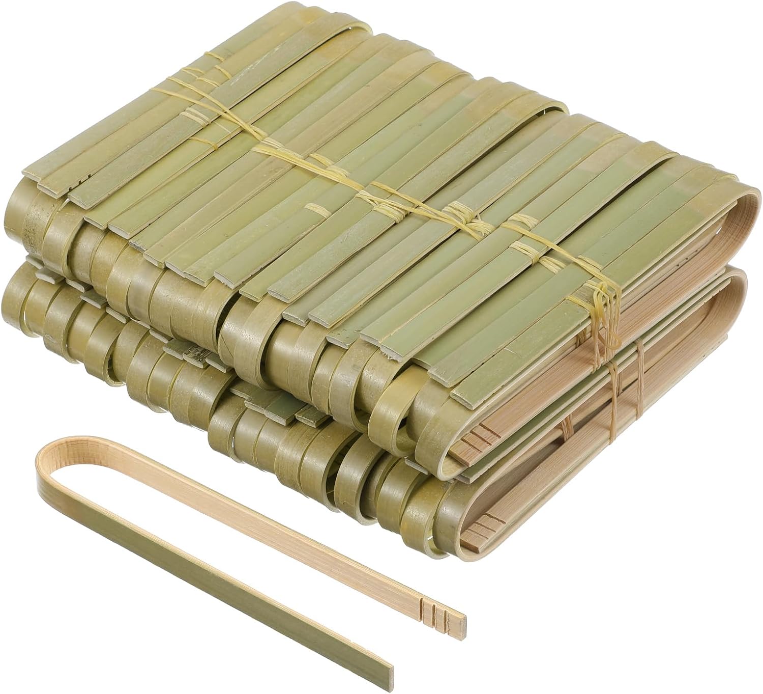 100 Pcs Bamboo Tongs, 6.2 Inch Disposable Small Wooden Tongs for Charcuterie Toaster Serving Food Natural Green for Catering Buffet Appetizer Wedding Holiday Party Supplies