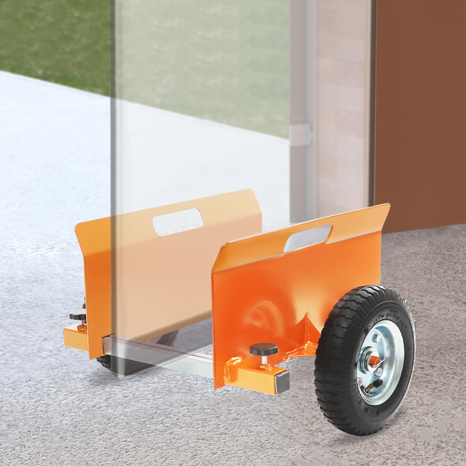 Carro de placas, de acero aleado, con neumáticos de goma de 20 cm, color naranja