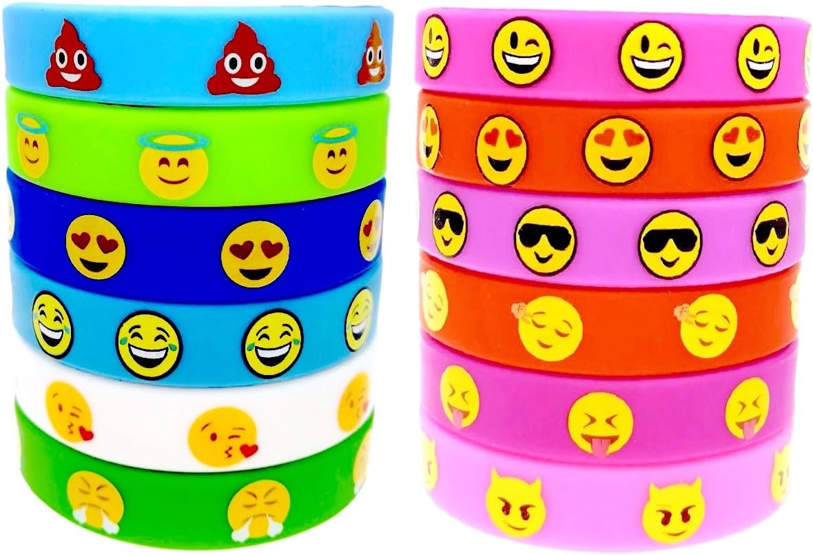 OHill 48 Pack Silicone Wristbands Bracelets Kids Birthday Party Supplies Favors Prize Rewards, Kids Size