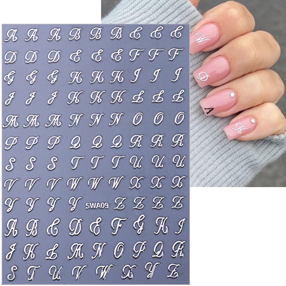 Amazon.com: 8 Sheets Retro English Letters Nail Stickers for Nail
