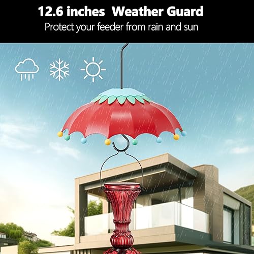 Miniatura 10 de Beserie Cubierta de comedero de pájaros para poste de comedero de pájaros con 3 ganchos de acero, cúpula protectora contra la intemperie, colores
