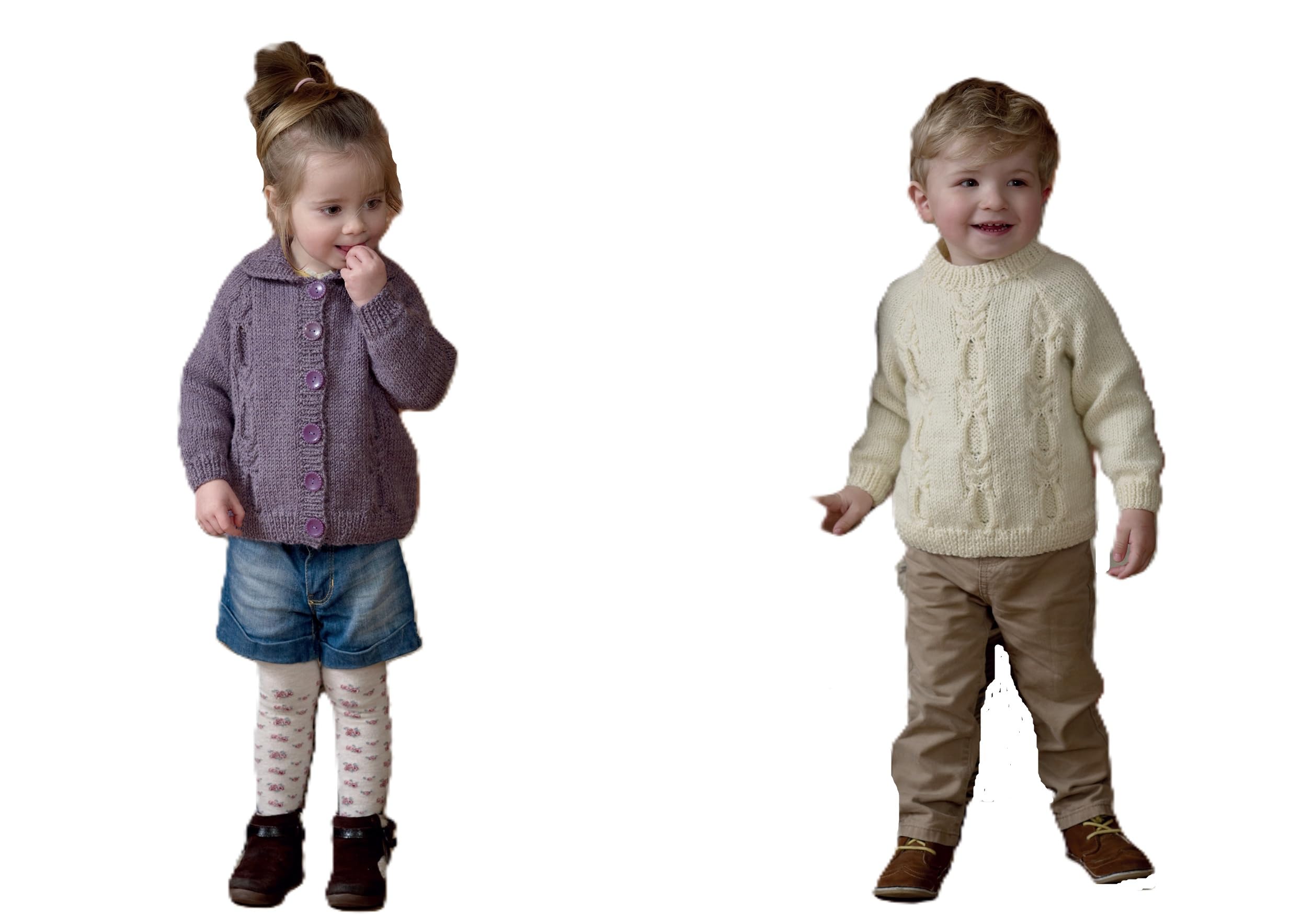 King Cole Aran Knitting Pattern Sweater and Cardigan 4559