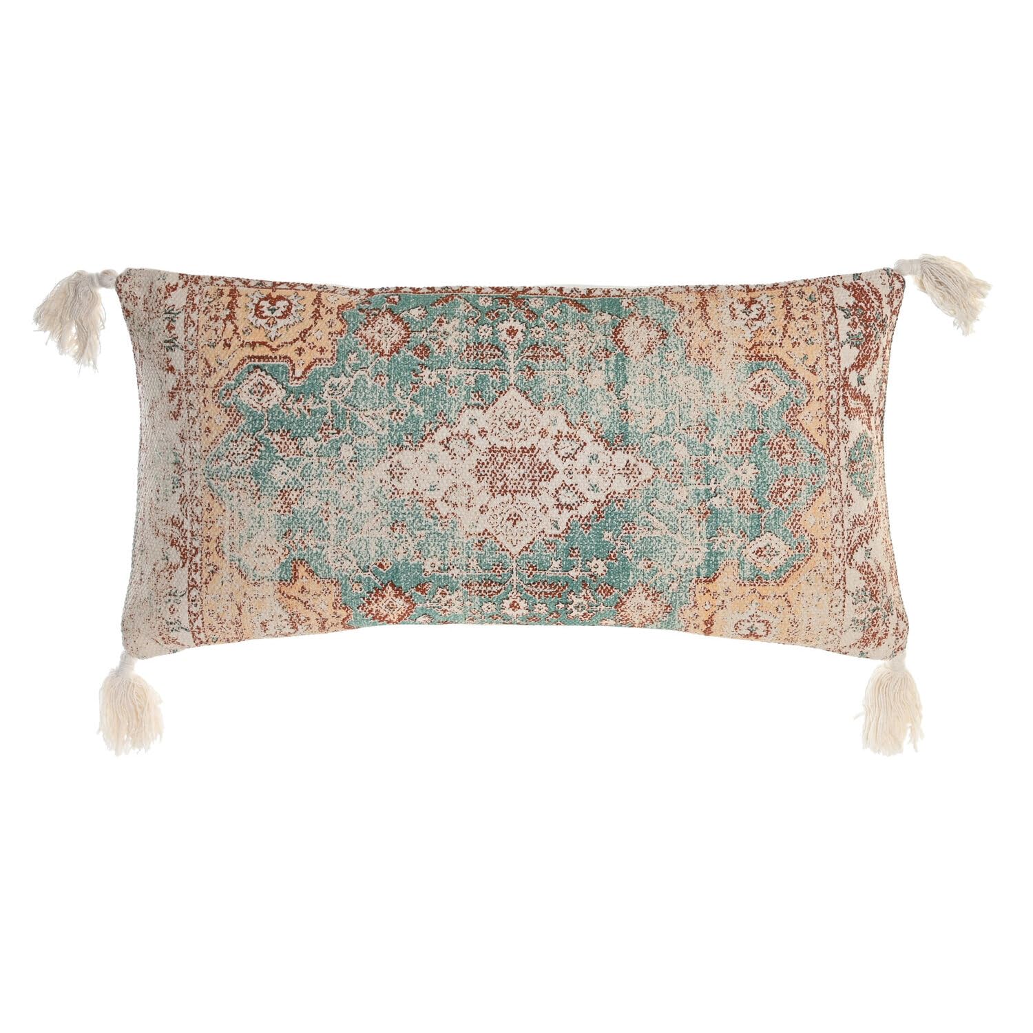 Coussin en coton aux franges bleues pour une atmosphère douce et sereine