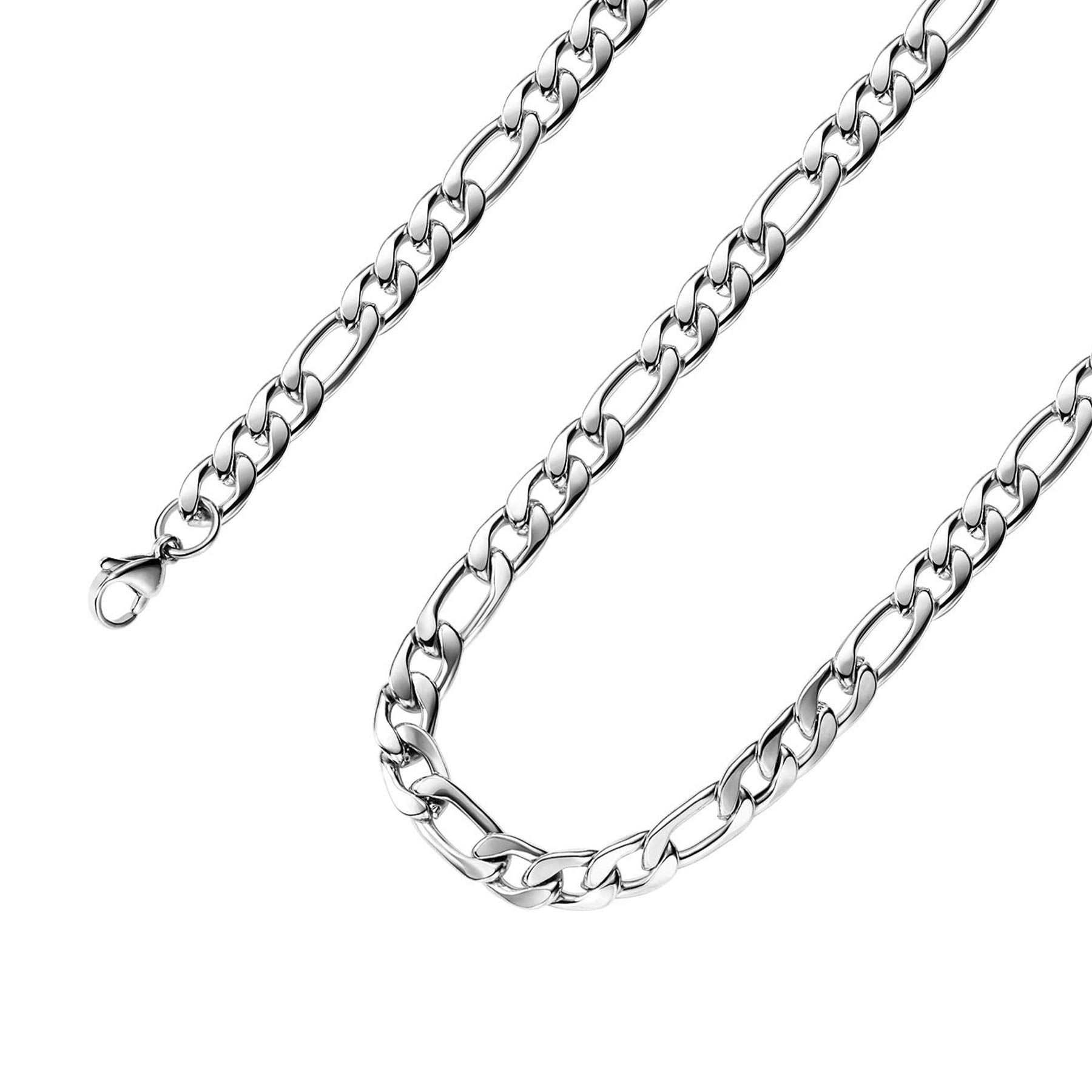 Estendly Figaro Chain Necklace 32 Inch | Stainless Steel Gold Plated Chain For Men & Women