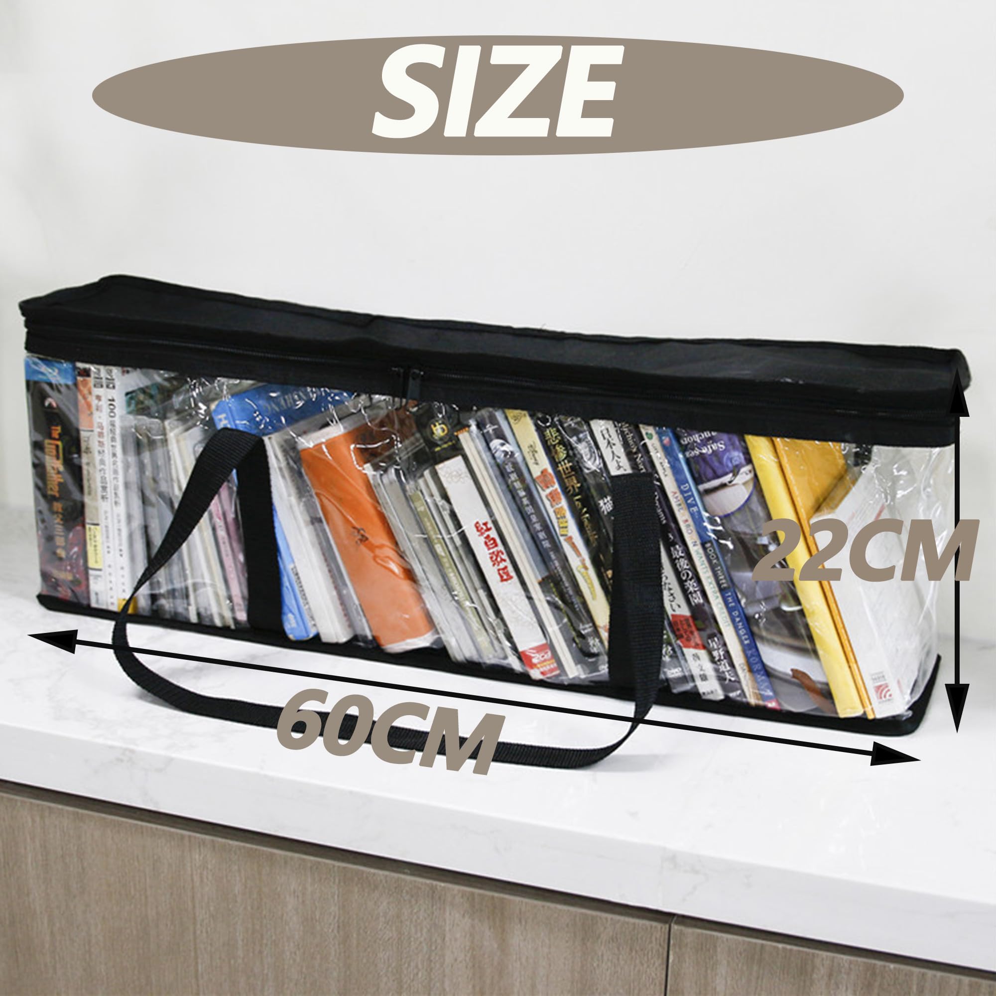 2 Stück DVD-Aufbewahrungstaschen, Tragbar Groß Reißverschluss Oxford Tuch DVD Aufbewahrungs-Tasche, CD-Tragetasche, transparente Abdeckung mit Reißverschluss, DVD-Schutz (60x22x15.2cm)