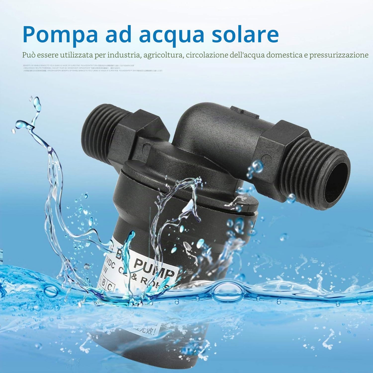 Pompa ad Acqua Solare, DC 12V 10W Brushless Solare ad Alta Temperatura Pompa Acqua per Circolazione Pompaggio