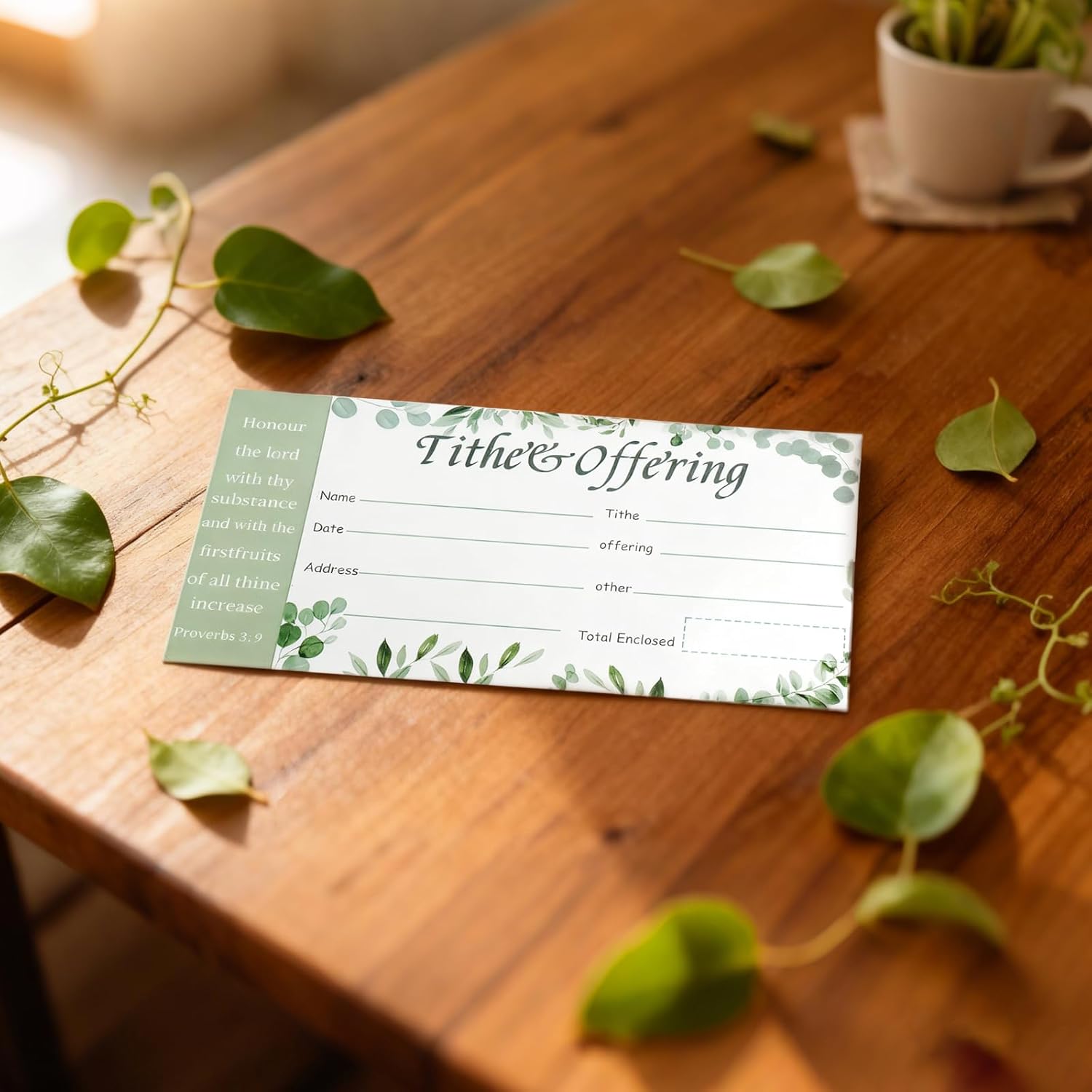 1100 Count Church Offering Envelopes Greenery Bill Size Blank Envelope Tithe Donation My Offering for Checks Cash Religious Occasions Church Supplies