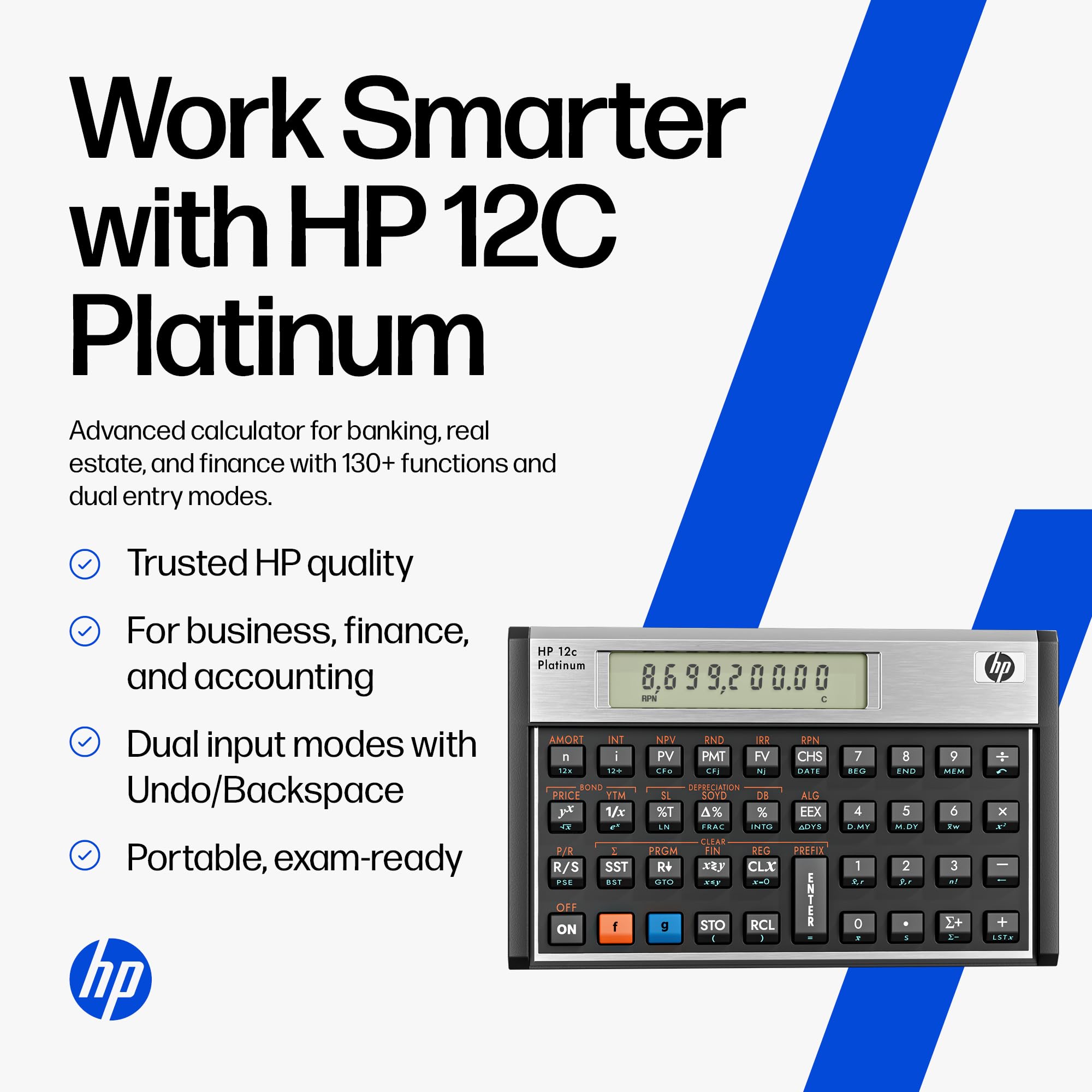 Hewlett Packard HP12C Finanzmathematischer Taschenrechner UPN algebraisch programmierbar Platin