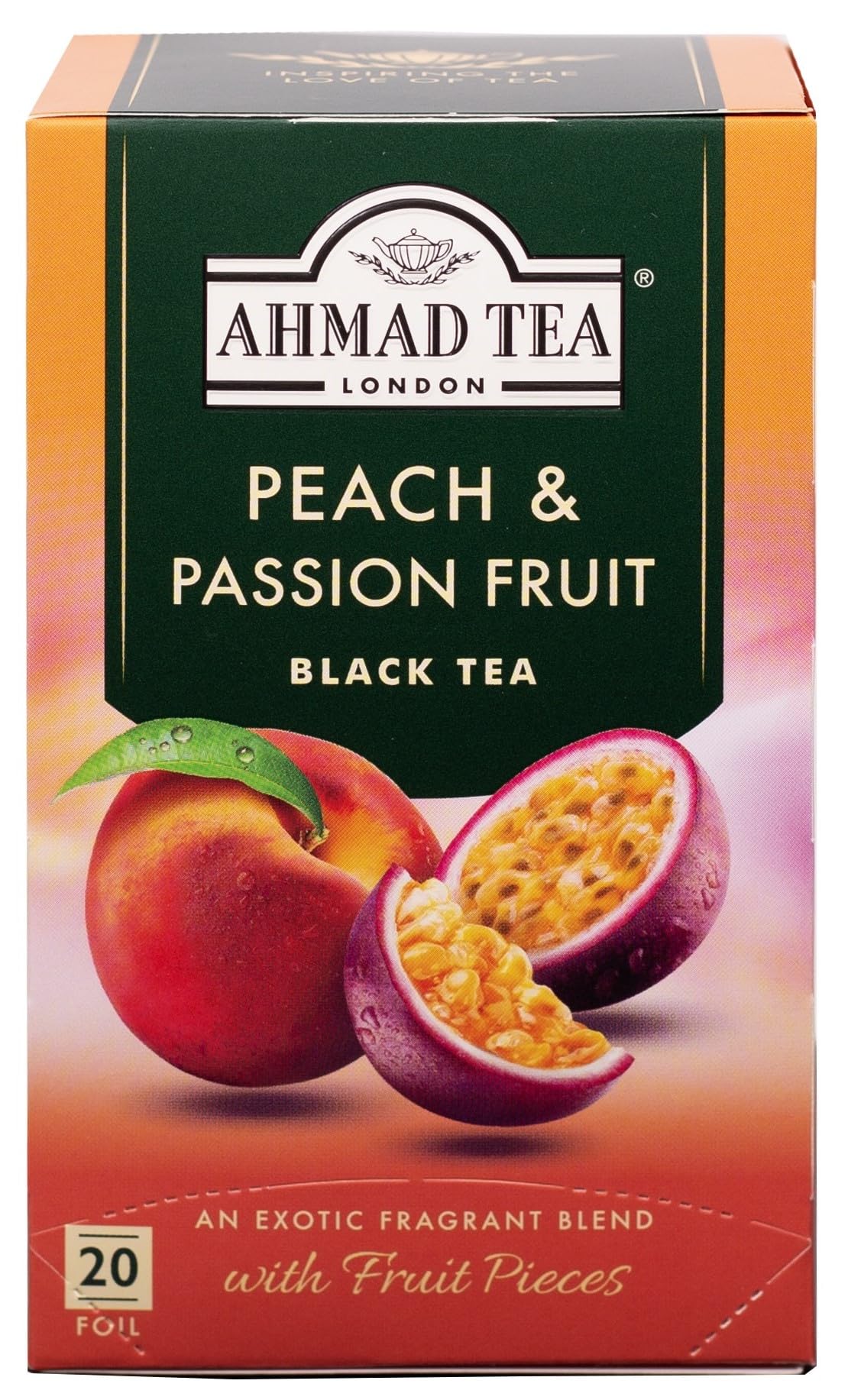 Ahmad Tea Peach & Passion Fruit Black Tea - 6 x 20 Teabag Sachets
