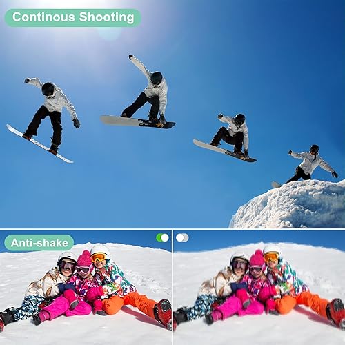 Vista 4 de Cámara digital, cámara digital FHD 1080P para niños, cámara de video con tarjeta SD de 32 GB, zoom digital 16X, cámara compacta de punto y disparo