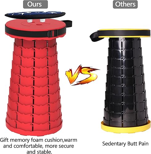 Miniatura 5 de ALEVMOOM Taburete plegable retráctil mejorado, taburete de campamento, taburete telescópico plegable para adultos, ligero pero más resistente,