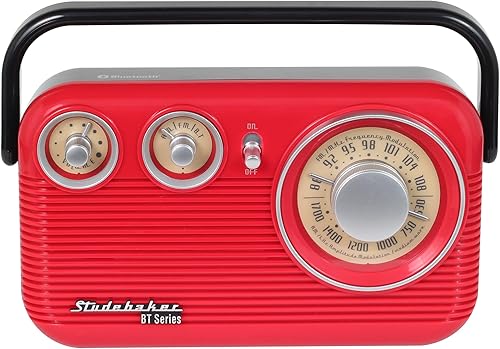 Miniatura 3 de Studebaker SB2003BT Bluetooth Retro Radio AMFM portátil con CA o batería (rojonegro)