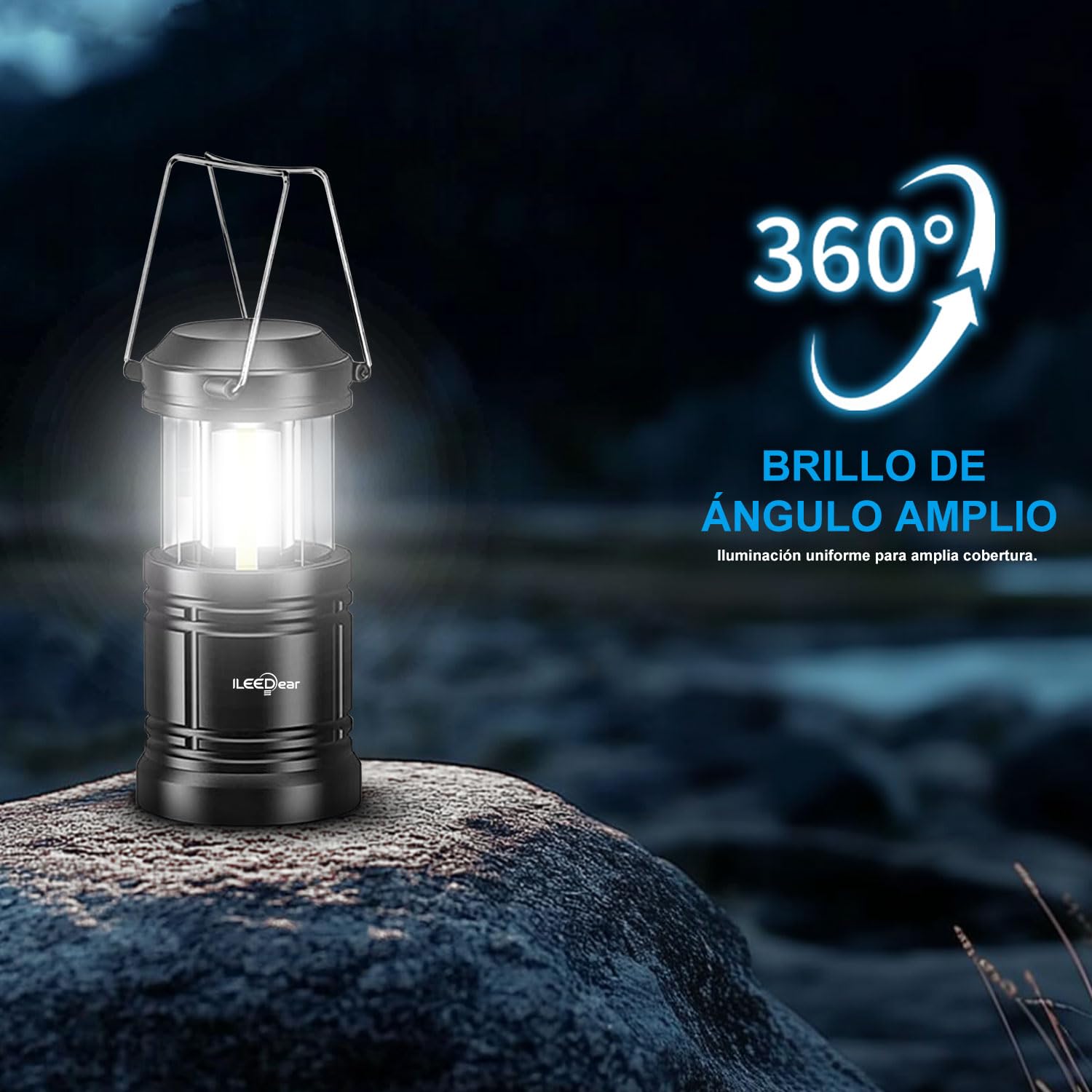 Linternas LED recargables plegables para camping emergencia huracán negro
