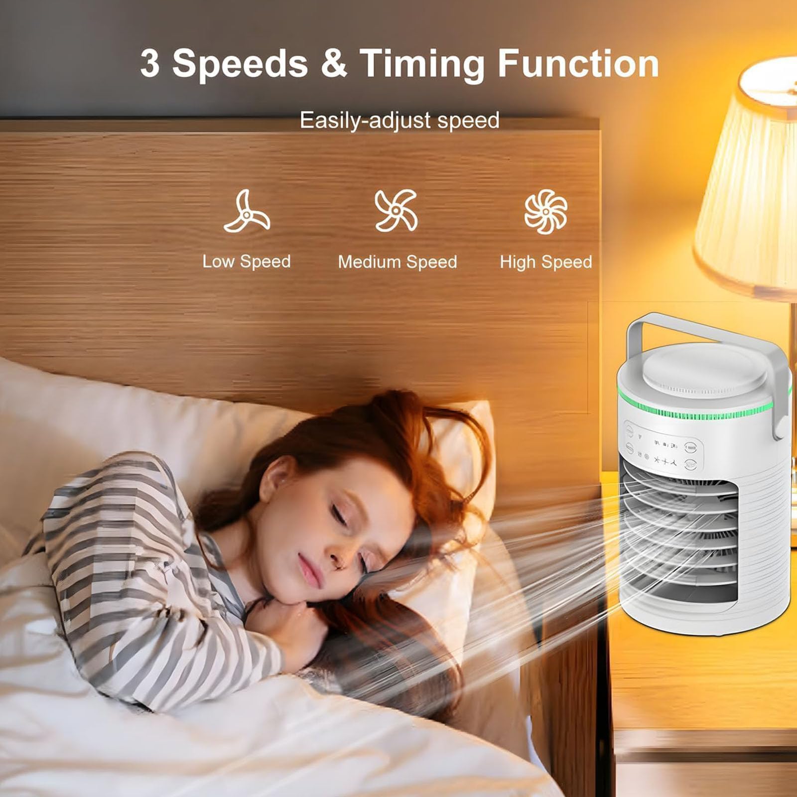 Ventola di raffreddamento portatile a 3 velocità silenziosa con timer 8H LED USB radiatore di raffreddamento per camera da letto scrivania piccola USB aria condizionata
