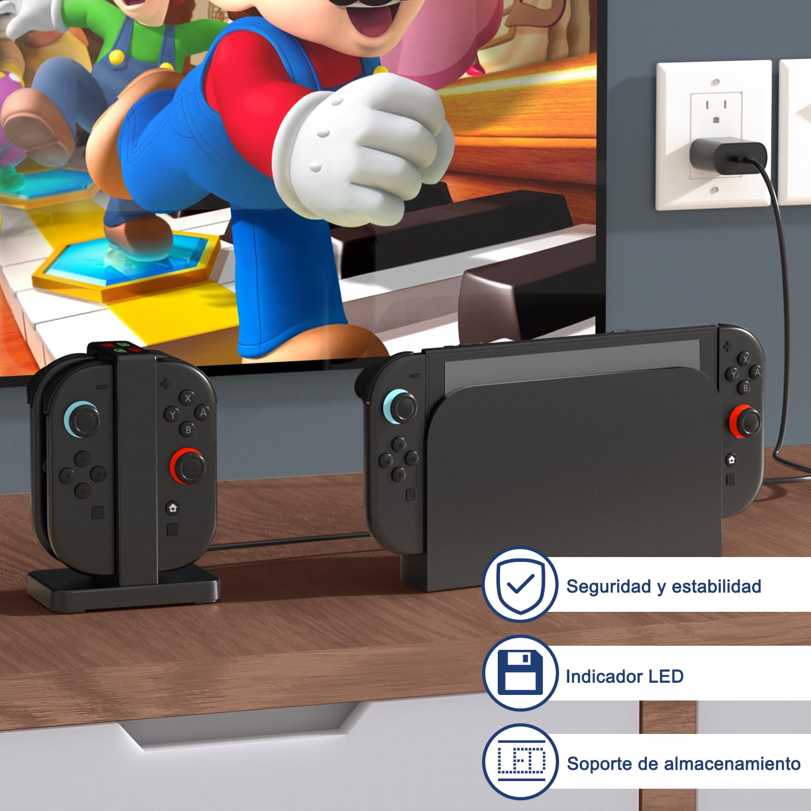 Base de Carga para Switch 2, [Versión 2025] Diyife 4 en 1 Cargador para Nintendo Switch 2, Joy-con Chargers Dock, Cargador del Controlador, Base de Carga para Joycon con Indicador LED y Puerto USB-C