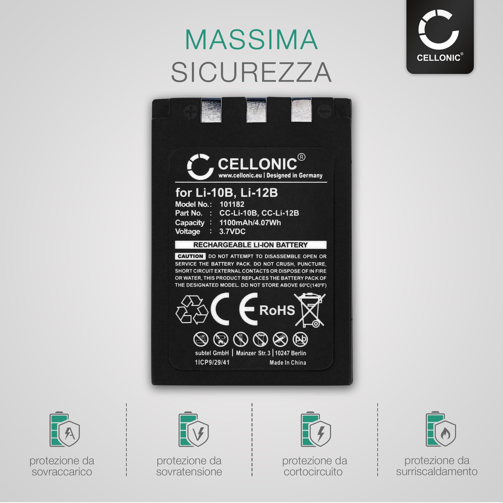 CELLONIC Batteria Per Fotocamera Compatibile Sanyo Xacti VPC-J1, J2, AZ3 - Ioni Di Litio 3.7V 1100mAh