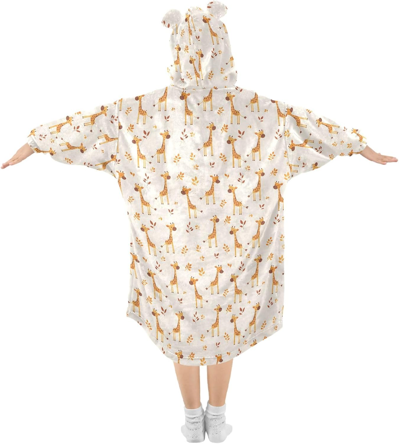 Little Giraffe Cute Prints Wearable Blankets for Kids, Soft Warm Cozy Blanket Hoodie for Boys Girls with Pocket