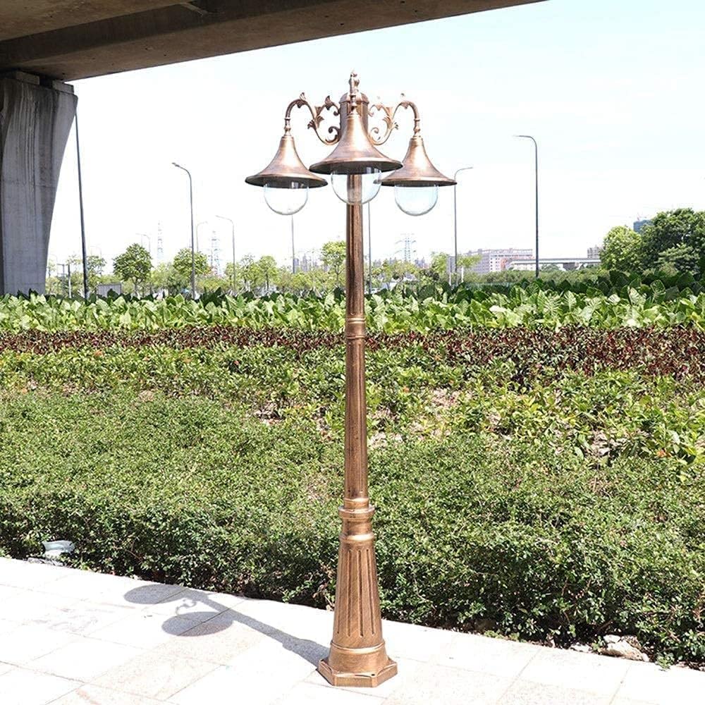 Lampadaire d'extérieur, 170 cm (66,9 po), 3 têtes, en Aluminium, pour allée, Jardin, Porche ou extérieur. Lanterne en Verre.,Bronze-252CM99.2in