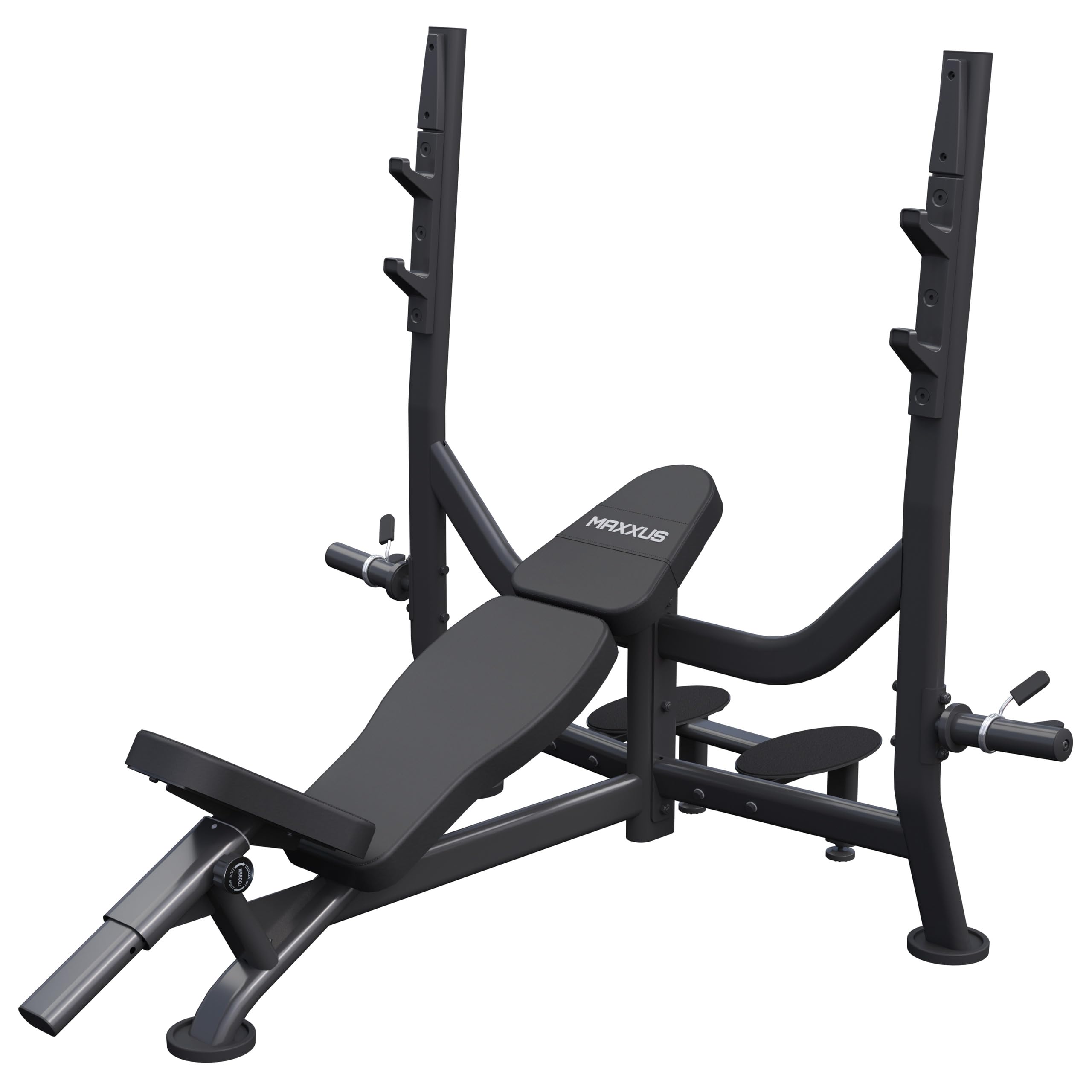 MAXXUS Schrägbank – verstellbare Trainingsbank mit Ablage, bis 285 kg, gepolstert, Schwarz