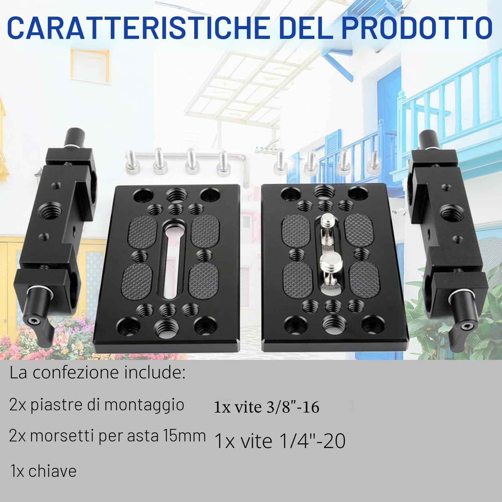 NICEYRIG Piastra base per treppiede con morsetto a staffa da 15mm per sistema di supporto a rulli da 15 mm per fotocamera DSLR