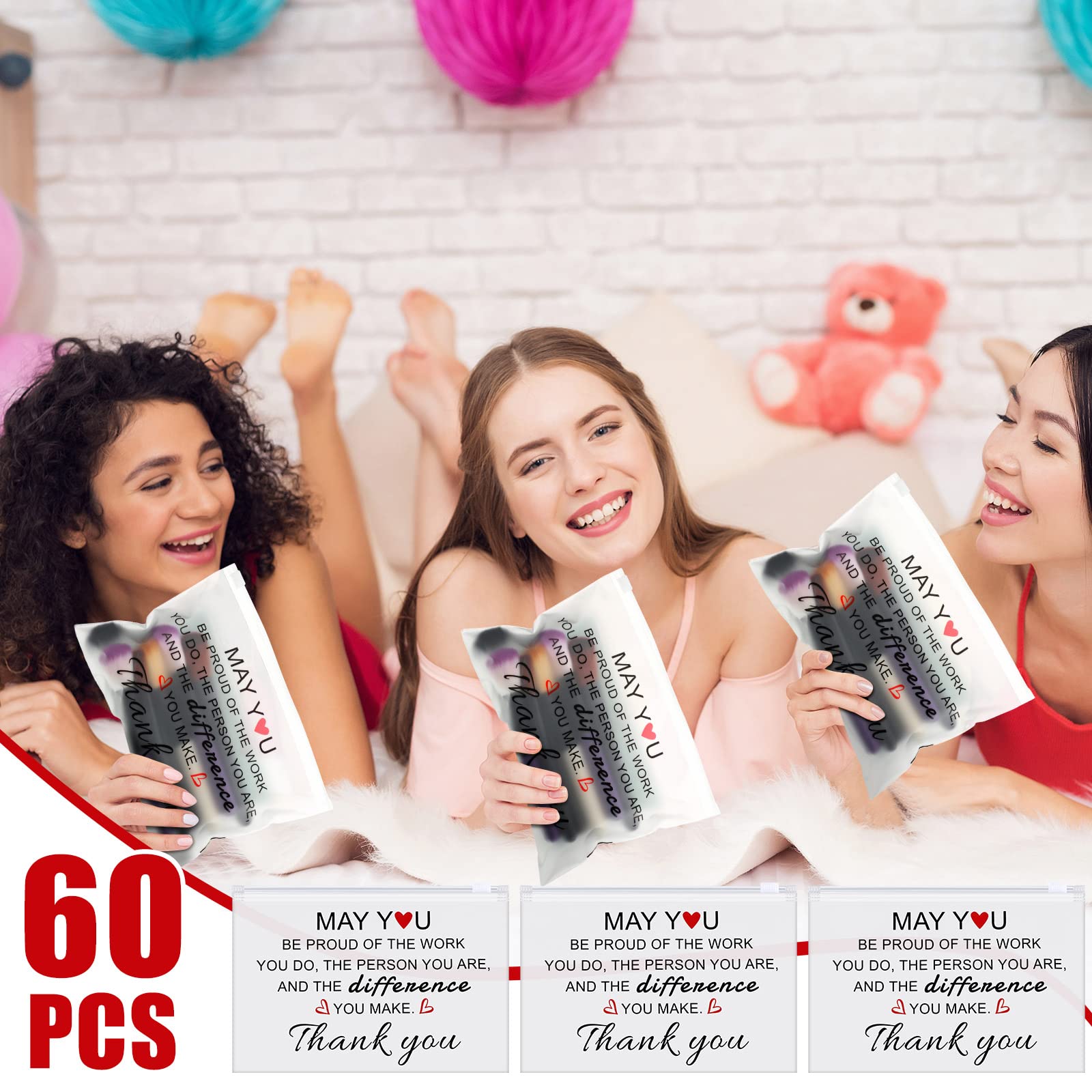 Sunnyray 60 sztuk inspirujących prezentów EVA kosmetyczek dla kobiet, kosmetyczki, kosmetyczki, z zamkiem błyskawicznym, prezenty dla dziewcząt, siostry, chłopaka, żony, biały, Elegancki styl