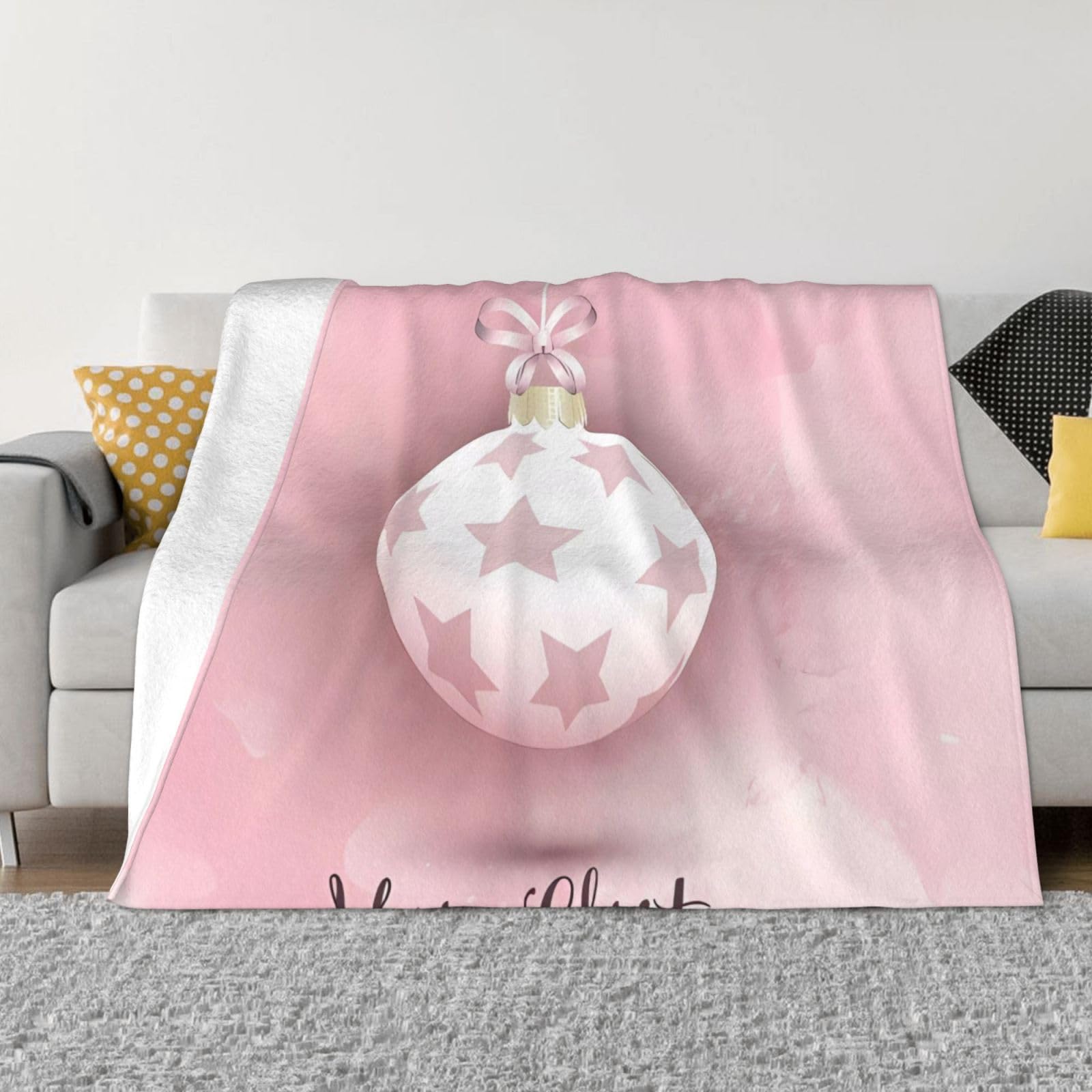 Couverture de voyage rose à motif Noël plaid canapé pour salon douillet et bureau