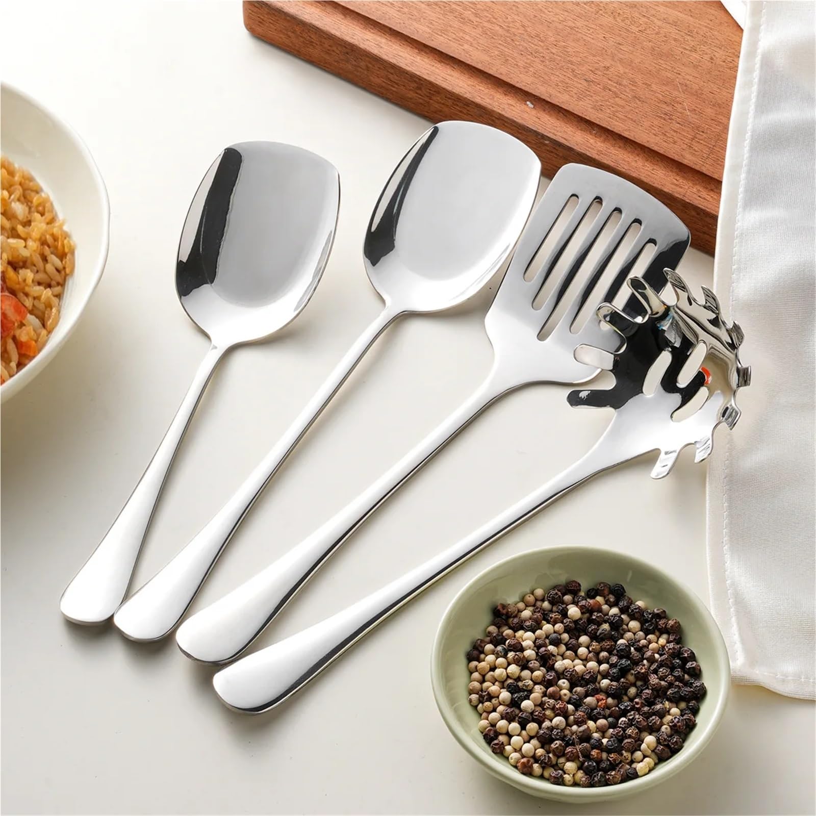1 Set 304 Edelstahl Spaghetti Server Restaurant Hotel Supplies Service Löffel Braten Spachtel Küche Utensil für Pasta