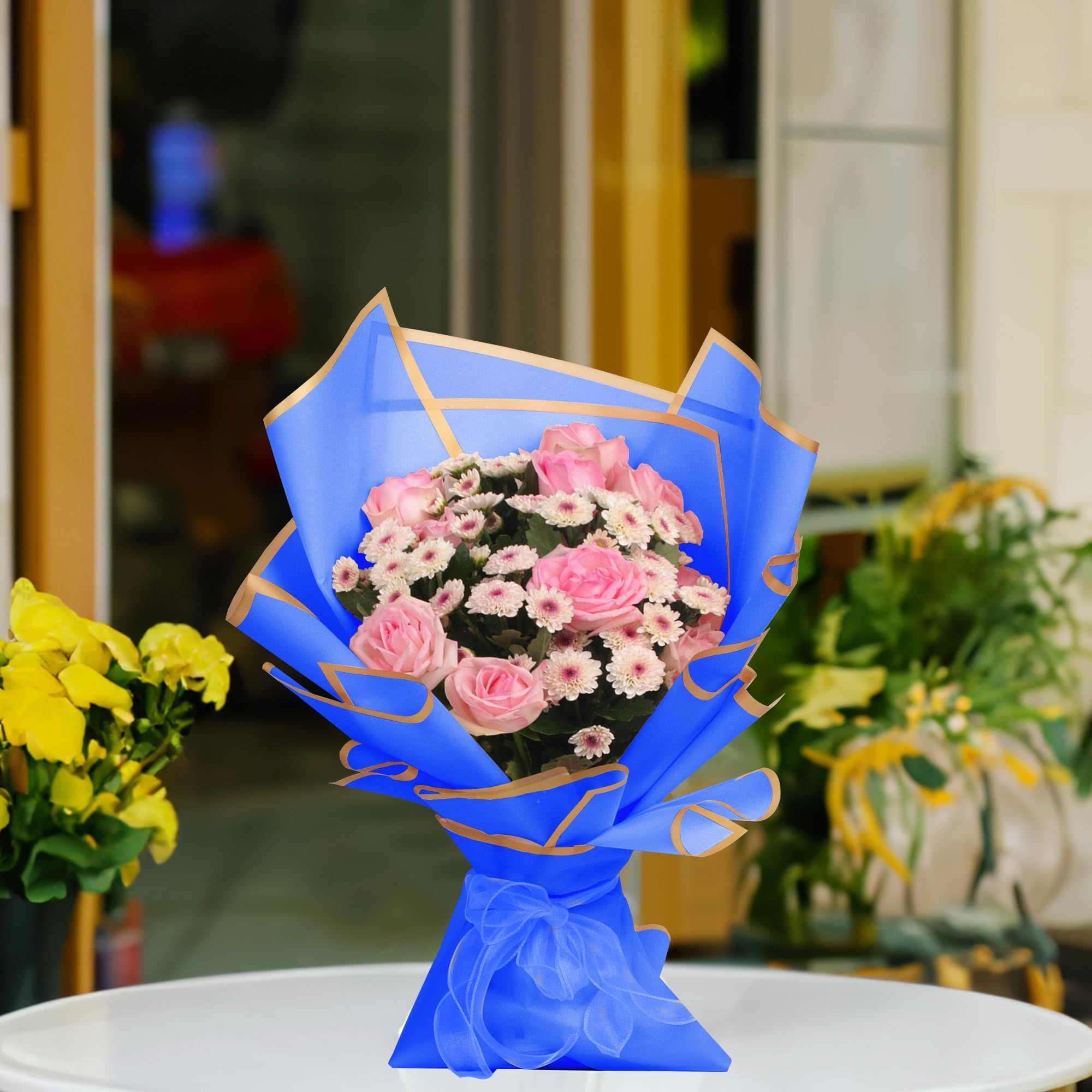Carta Da Regalo Floreale 20 Fogli - Impermeabile, 58x58cm, Con Nastro | Per Bouquet E Confezioni