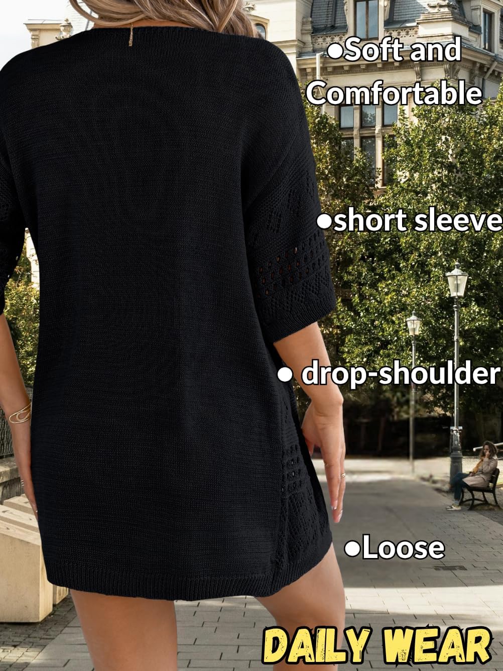 Kaei&Shi Short Sleeve Cardigan,Summer Beach Sweaters for Women Lightweight,Boho Kimono Crochet Tops - Image 4