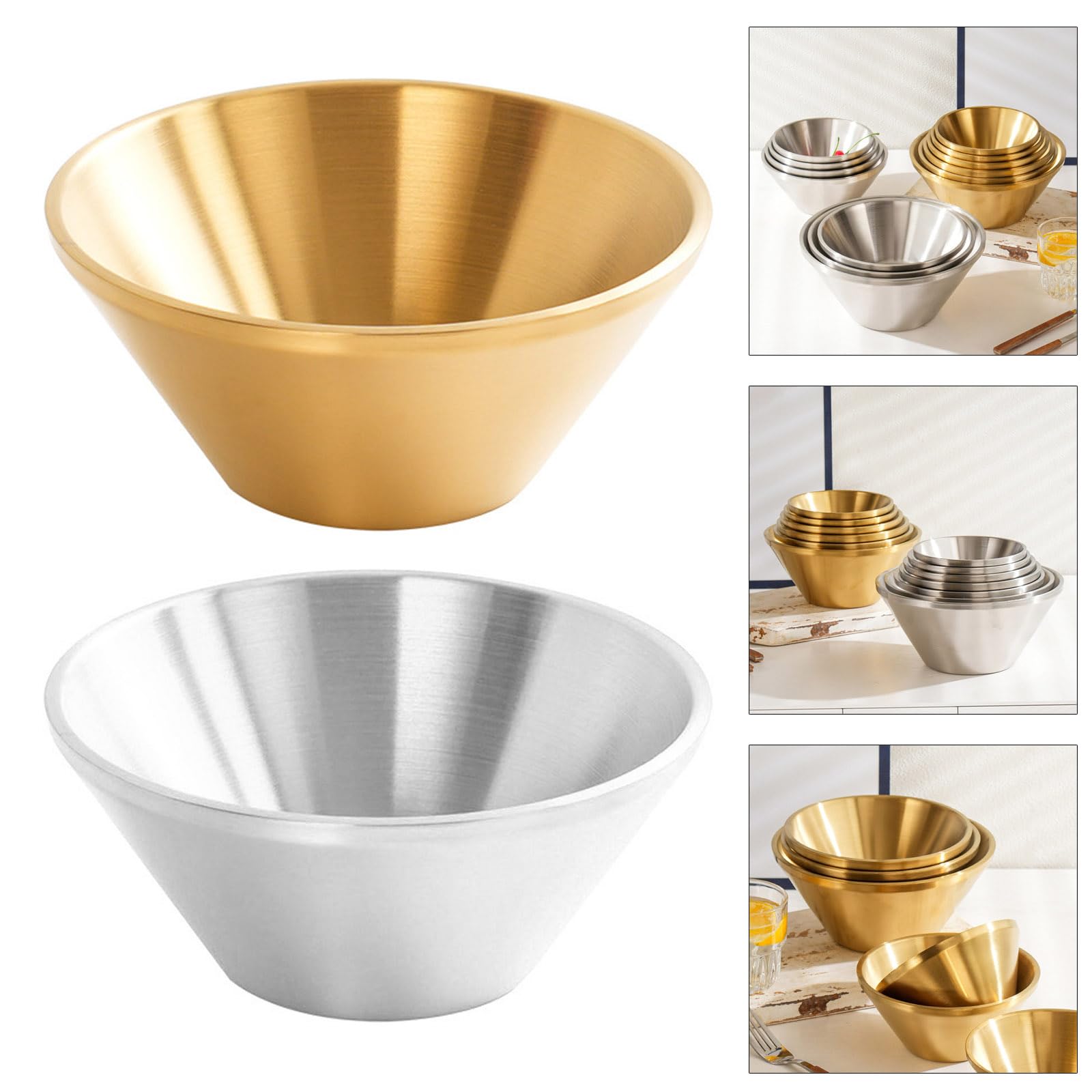 Zkbszn Tableware,V Shape Mixing Salad Bowl Double Wall Insulated Metal Soup Bowl Stainless Steels Dessert Bowls Food Container Enduring