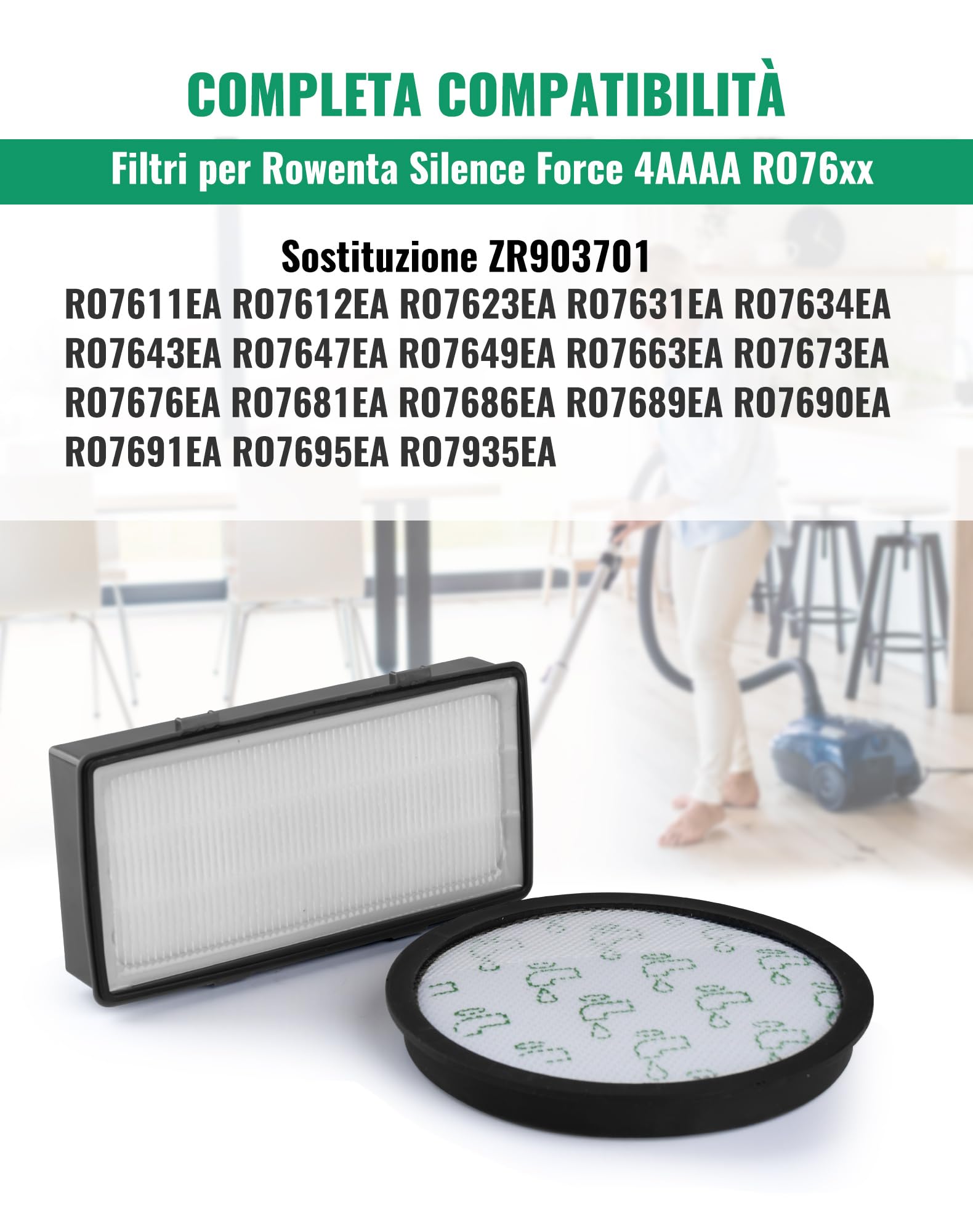 Filtre Mousse Lavable Rowenta Pack De Filtres HEPA Compatibles